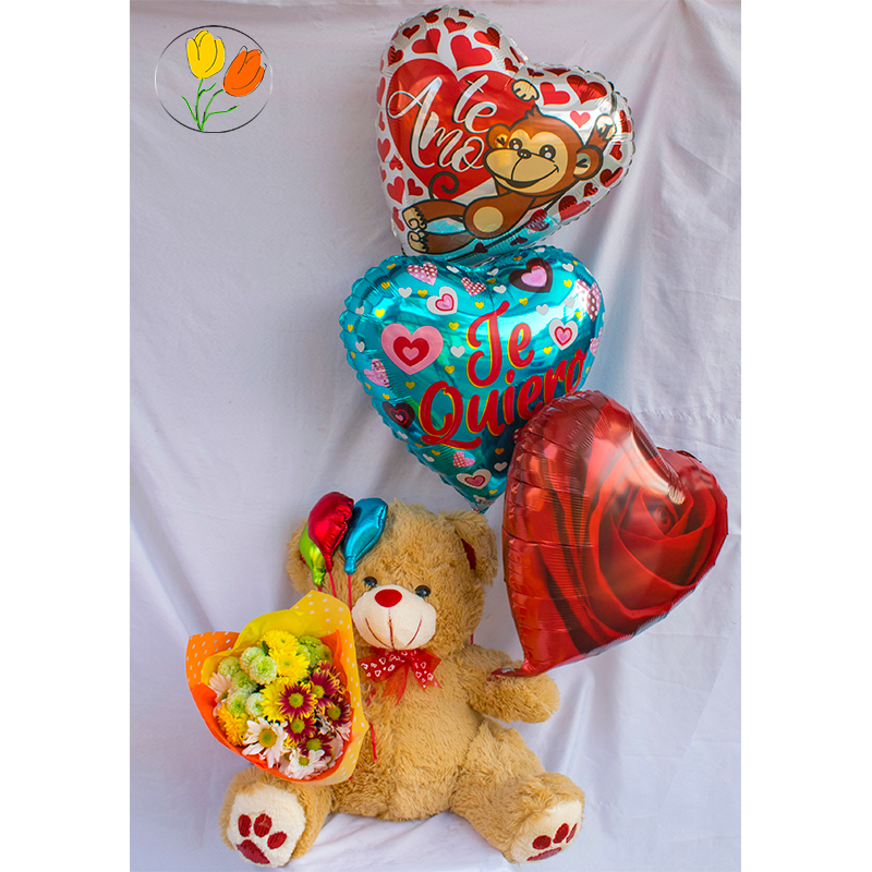 Peluche flores y globos