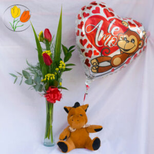 Tulipanes globo y peluche