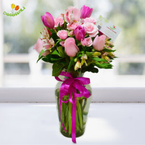 Rosa tulipan y rosa baby