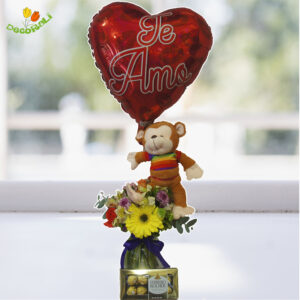 Flores peluche chocolate y globo