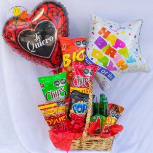 Botanas globos y cerveza