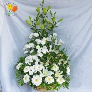 Lili iris y gerbera en canasta