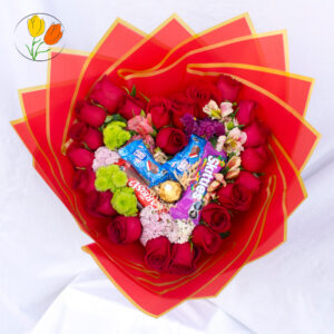 Corazon de rosas y dulces