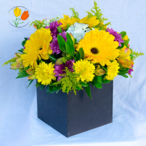 Caja de gerberas amarillas