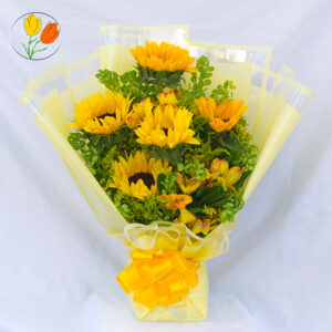 5 girasoles mini en ramo