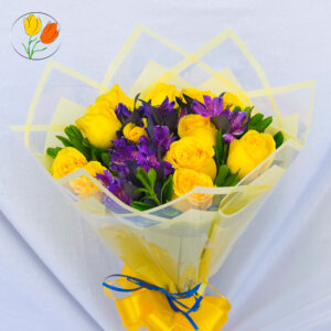 12 rosas amarillas en ramo